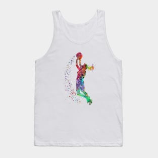 Girl Basketball Painting Watercolor Art Print Sports Gifts Tank Top